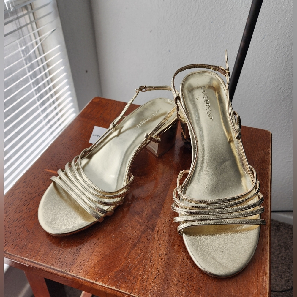 Lane Bryant Gold Strappy Heels NWT